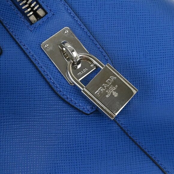Prada Blue Leather Travel Duffle 2way Shoulder Handbag - Picture 5 of 11
